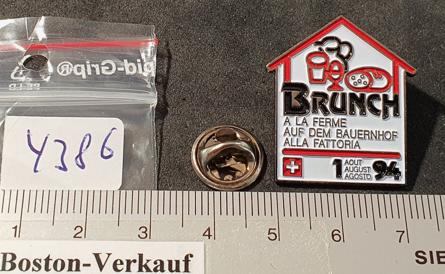 Placchette & Badge: Y386 - Pin 1. August Bauernhof Brunch 1994 – Usato da Reinach BL venduto da Boston-Verkauf 1