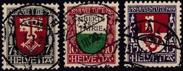 1919, Pro Juventute "Wappen" Nr. J12-14, gestempelte Serie.