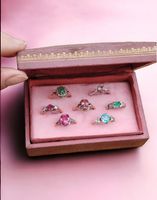 ✨Antike Ringbox Schatulle Rosa Samt mit Gold