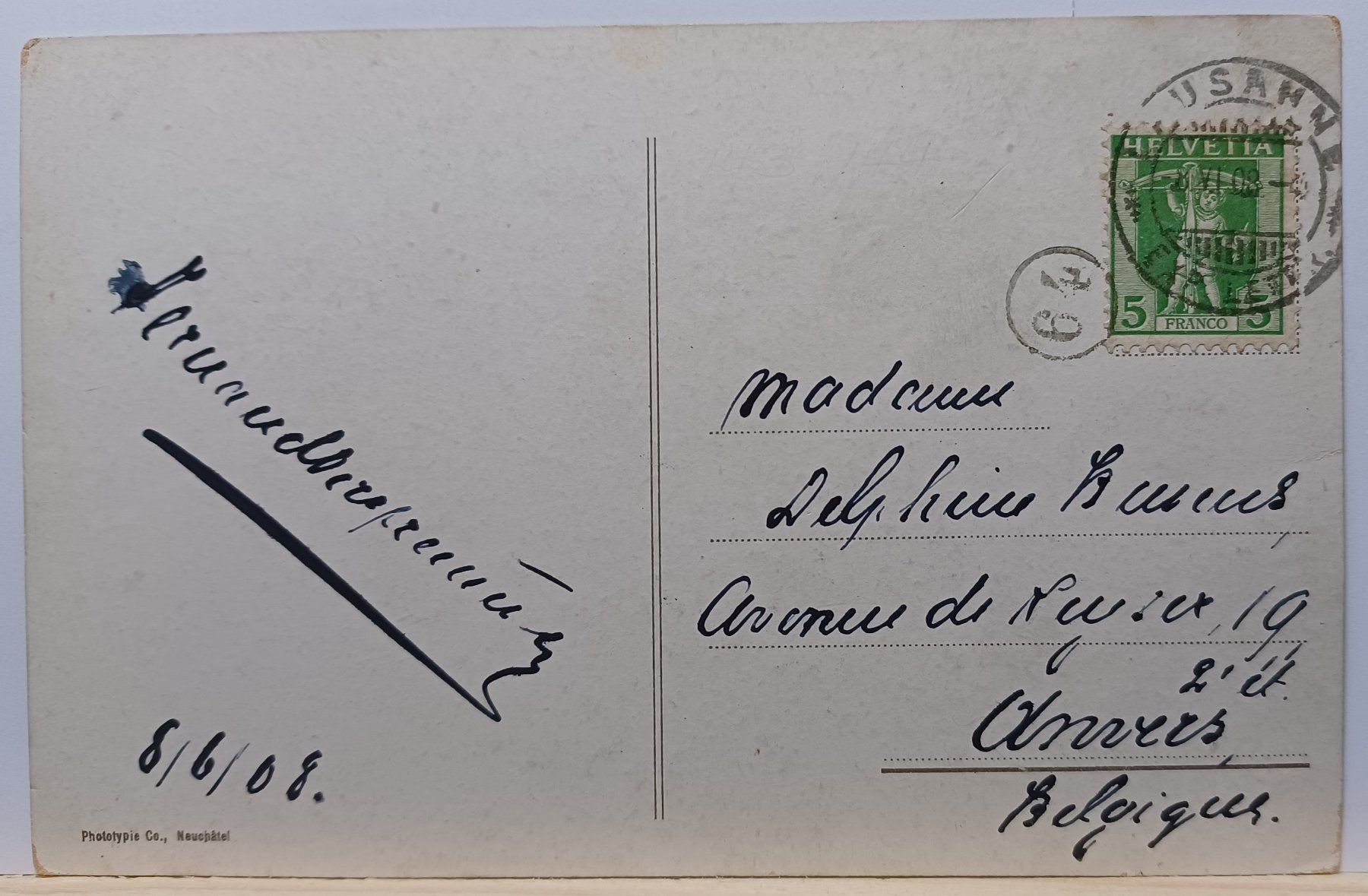 Ansichtskarten: VD, No. 242, Palace Beau Rivage, Ouchy, 1908 – Gebraucht aus Aarau Rohr von mgvw 1