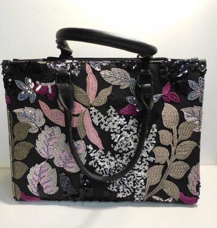 Tasche Handtasche handgestickt mit Pailletten grosse Tasche