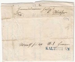 Stabstempel blau Kaltbrunn auf Faltbrief 1846