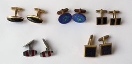 5 Paar Vintage Manschettenknöpfe Metall Emaille