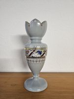 Vintage 1900 Vase handbemalt graues Glas