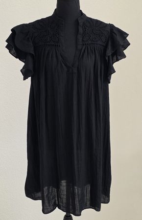 H&M Kleid schwarz Grösse S/ M mit Stickerei, Baumwolle 