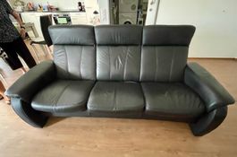 Ledersofa 3-Sitzer schwarz guter Zustand