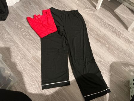 Pyjama Set Damen rot schwarz langarm Gr.M