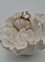 Alter Ring mit Herz, Silber vergoldet 800