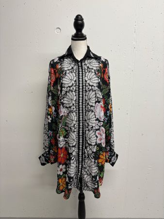 Sugarbird onesize Boho weiss schwarz Blusenkleid Kleid