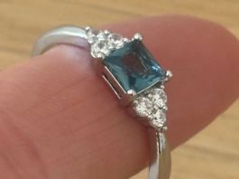 Luxus Elegante Gr.17/7 Ring Farbe: Silber/blau