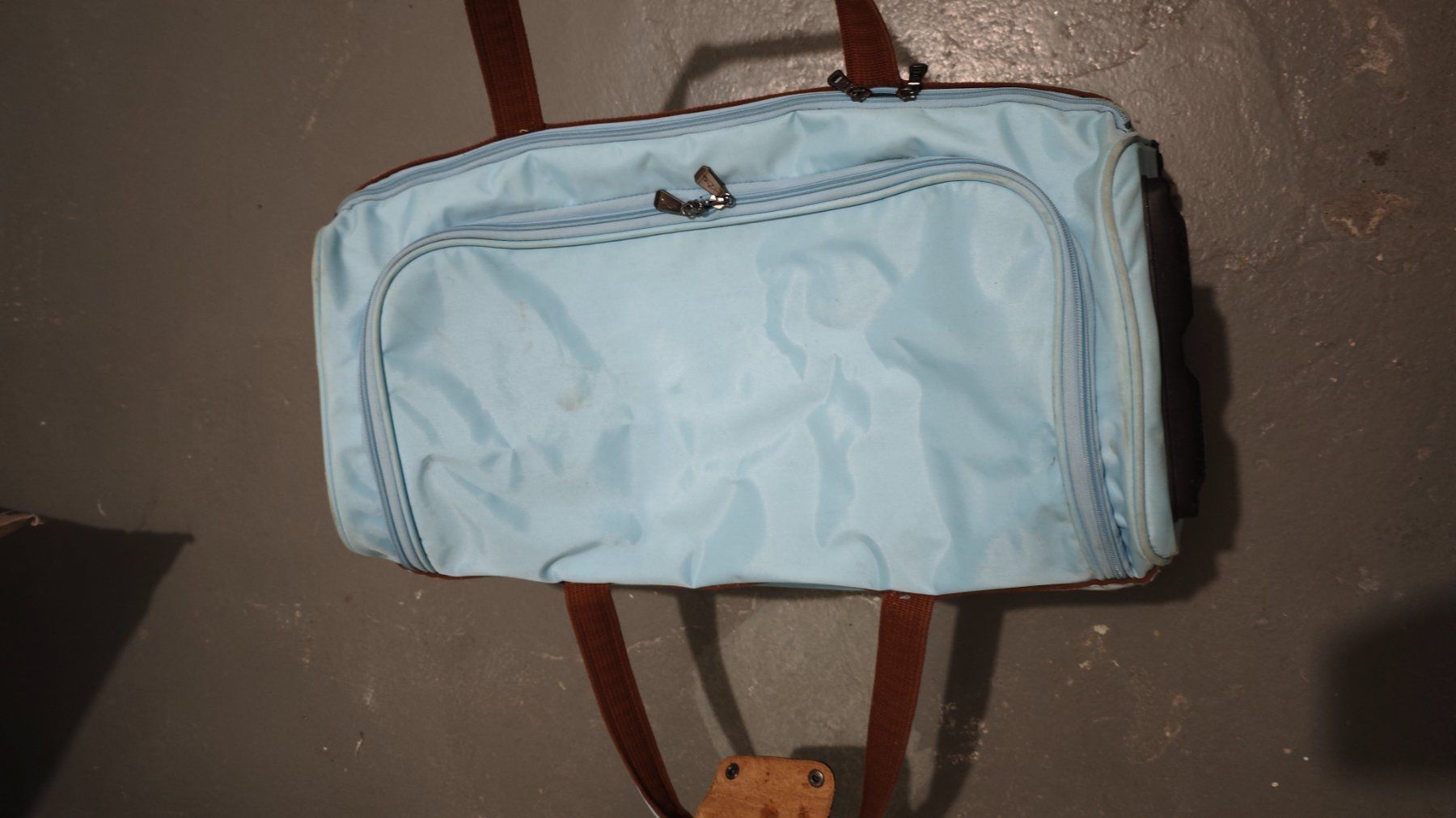 Longchamp Valigie: Longchamp Le Pliage Reisetasche mit Rollen, hellblau – Usato da Zürich venduto da Kybele25 3