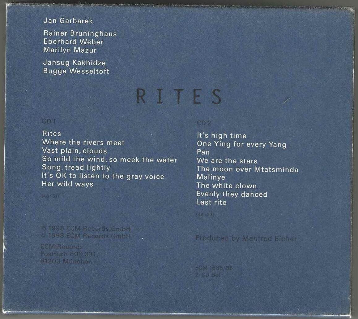 CD: Jan Garbarek - Rites - 2 X CD – Usato da Genève venduto da CDLPBookS 1