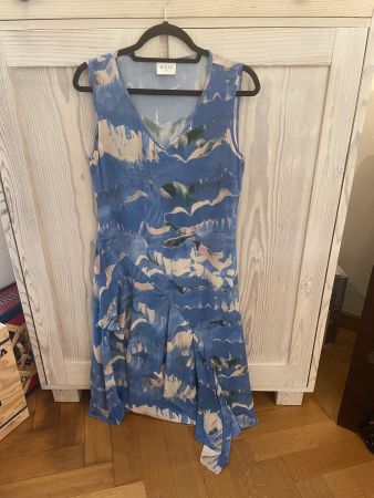Neu Seidenkleid Wrap, 38, abstrakt blau/rose