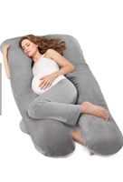 Coussin de maternité en forme de U gris 130 x 70 cm