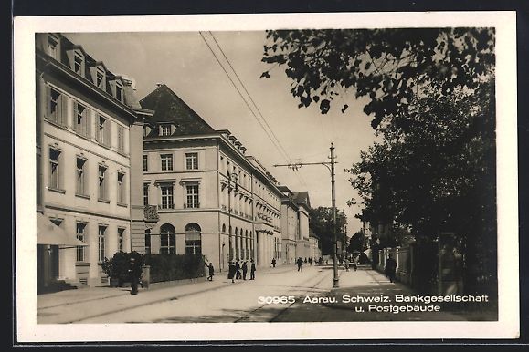 Cartoline postali: Aarau, Schweiz. Bankgesellschaft u. Post – Usato da Berlin venduto da bartko-reher