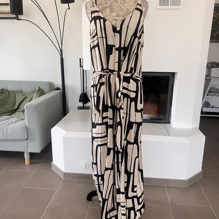 Jumpsuite gemustert beige-schwarz Gr. 38 neu