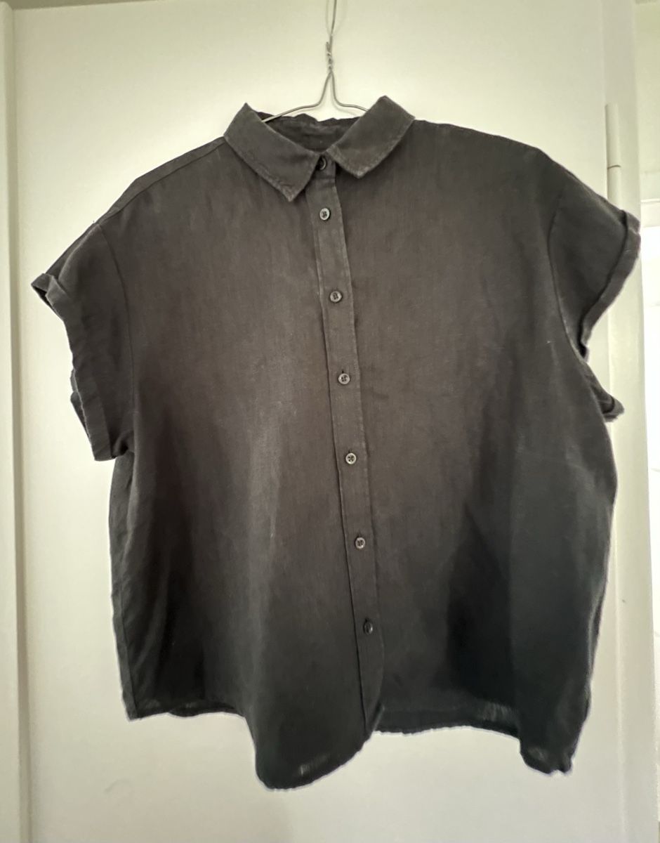 Blusen: Bluse, 100% Leinen, Knowledge Cotton, schwarz – Gebraucht aus winterthur von Cw5