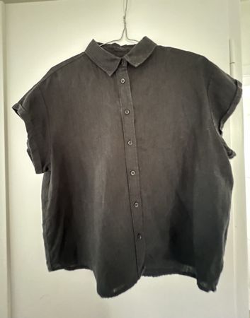 Bluse, 100% Leinen, Knowledge Cotton, schwarz