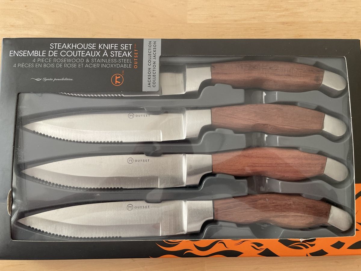 Coltelli: 4  neue USA Steakmesser – Nuovo e nell'imballaggio originale da Zürich venduto da Sunsport