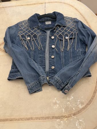 Guess Jeans Jacke Damen Gr. S mit Schmucksteinen besetzt