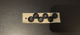 6x Knoepfe Schwarz 4-Loch Nähzubehoer Vintage Nähen