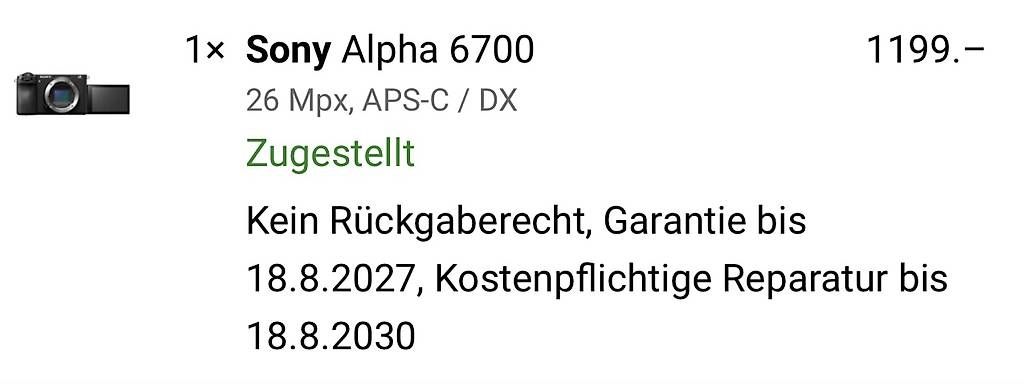 Appareil photo: Sony Alpha 6700 – D'occasion à Gerlafingen par cas_g9q8 1
