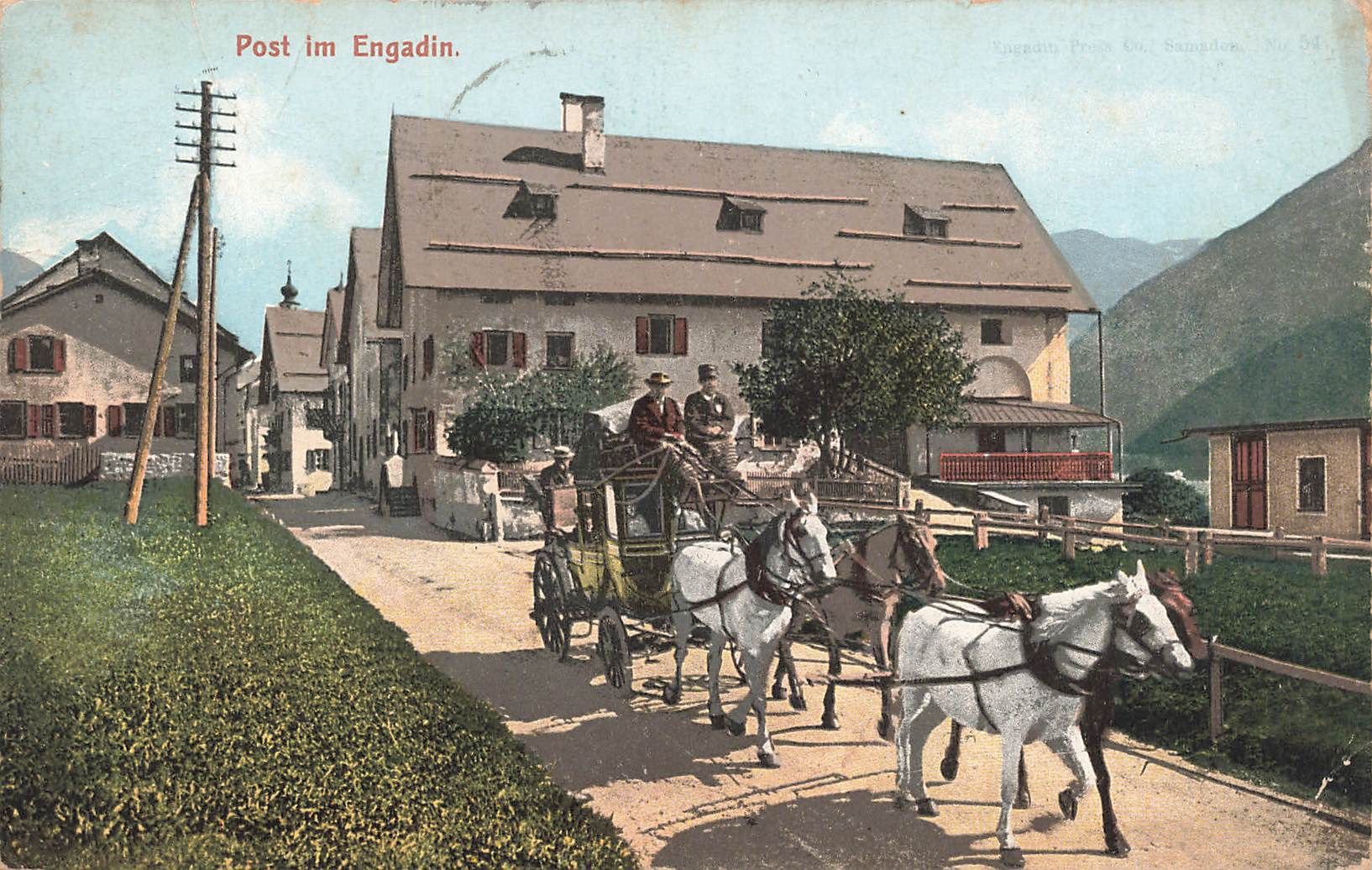 Cartoline postali: Samedan Engadin GR Postkutsche – Usato da Biasca venduto da Blenio71