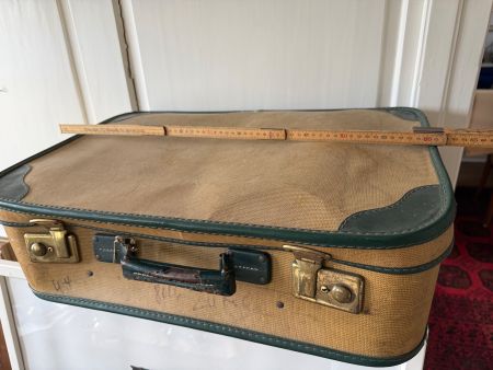 Koffer Vintage Stoff Leder Grösse 60x40 sichtbarer Zustand