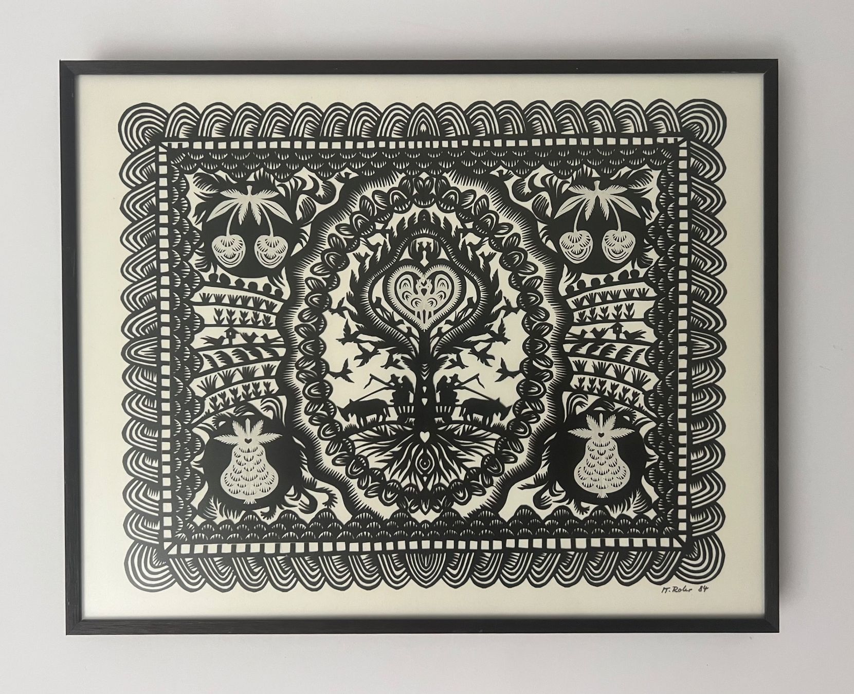 Grafica & Litografie: Marlys Rohr, Original-Scherenschnitt 1984 – Usato da Rain venduto da Pic-Ass