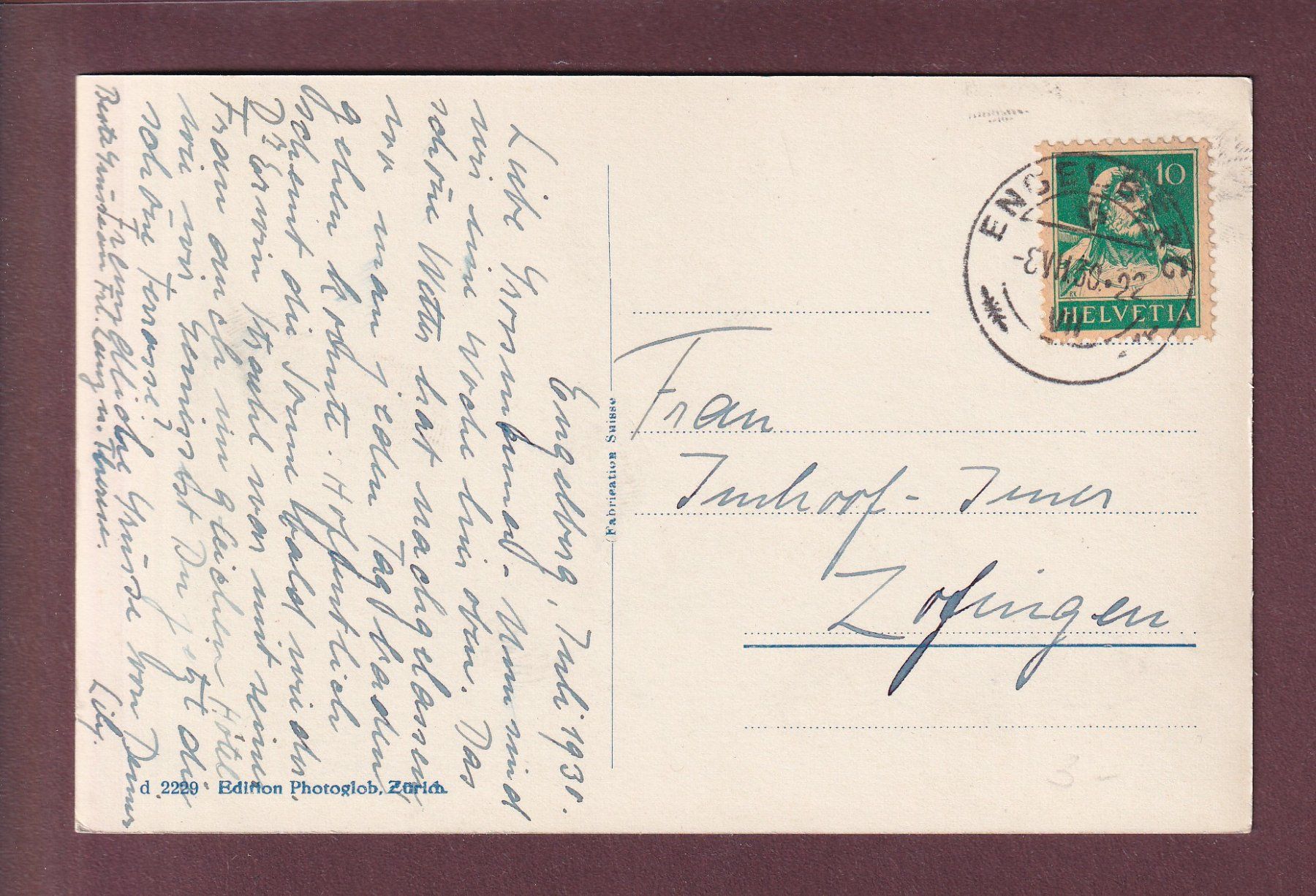 Ansichtskarten: ENGELBERG - Spannörter - Titlis - 1930 – Gebraucht aus Pully von nicecards 1