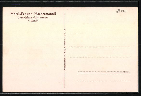 Cartoline postali: Interlaken-Unterseen, Hotel-Pension Hard – Usato da Berlin venduto da bartko-reher 1
