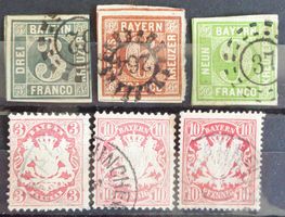 BAVIÈRE - BAYERN: 6 Gestempelte aus 1850–1888