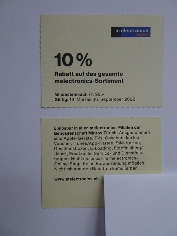 1 Gutschein Migros melectronics | Kaufen auf Ricardo