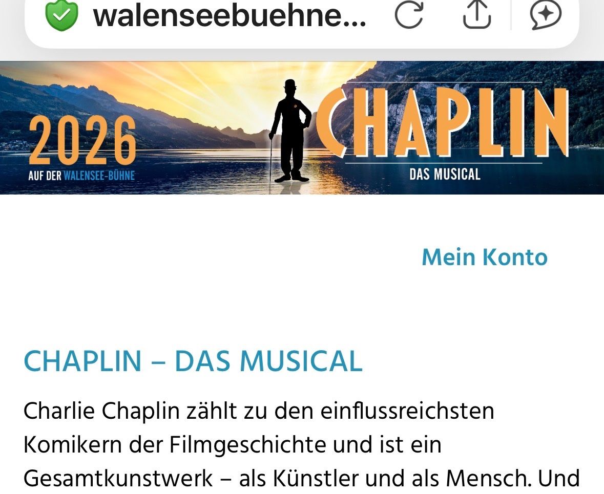 Biglietti: CHARLIE CHAPLIN - DAS MUSICAL 2.07. – Nuovo (secondo la descrizione) da Au ZH venduto da fortschreiter