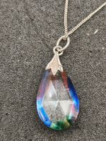 Art Deko 835er Silber Anhänger mit Reinkisel an Kette Top