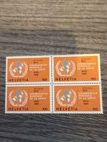 Schweizer Briefmarken Helvetia WHO/OMS, Viererblock Top!