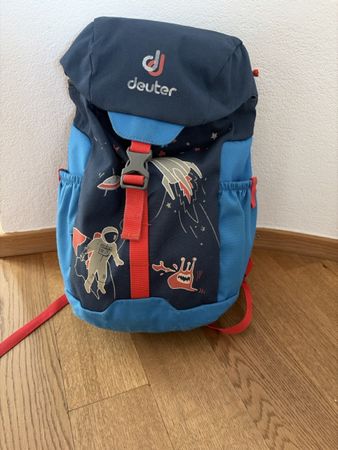 Kinderrucksack Deuter blau mit Weltraummotiv gebraucht