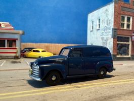 CHevrolet Panel Van Blau Oxford Diecast H0 1/87 Neu und OVP