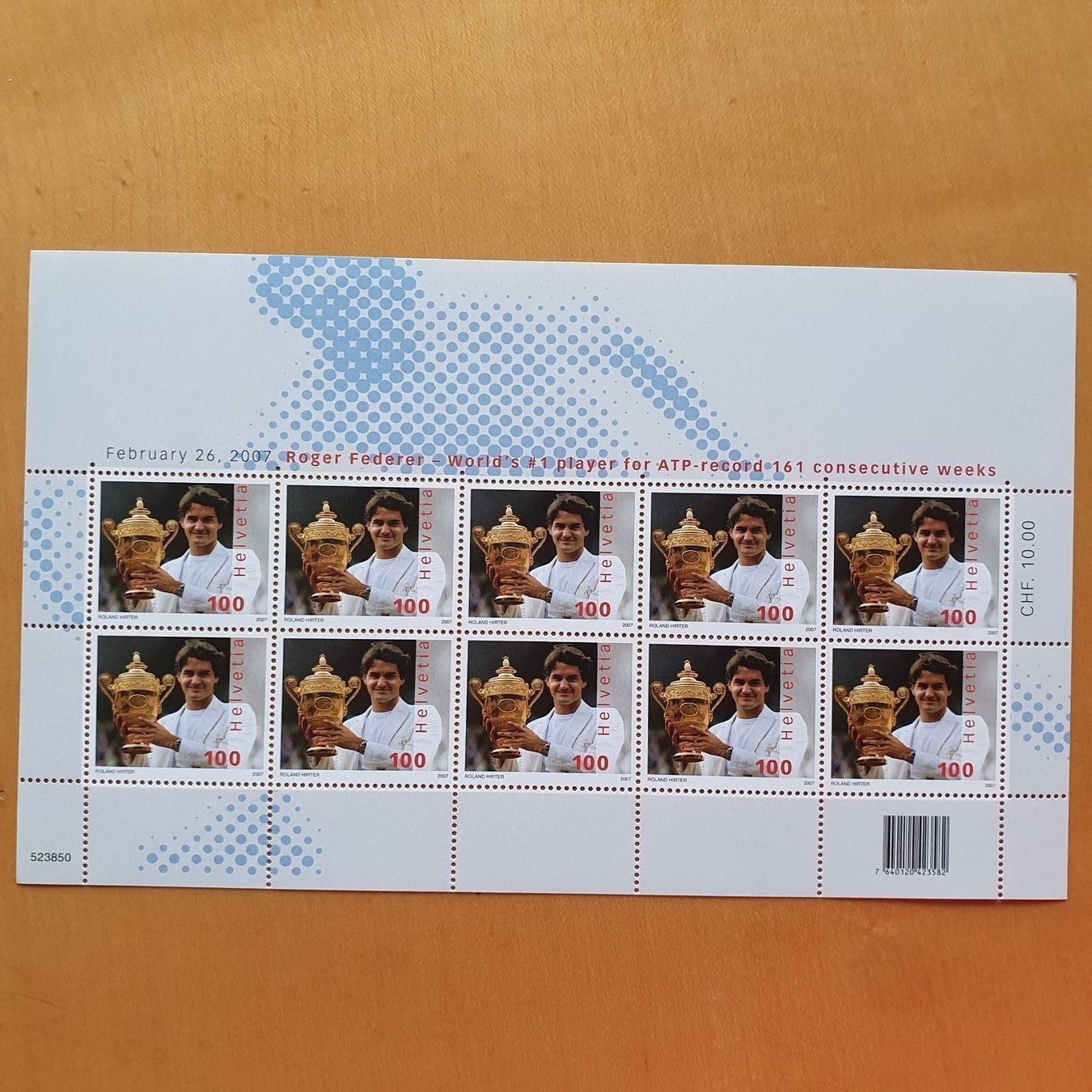 Tutti i francobolli: Biefmarken Bogen NEU Roger Federer 2007 Auch zum Briefevers. – Nuovo e nell'imballaggio originale da Aesch BL venduto da Sommer755