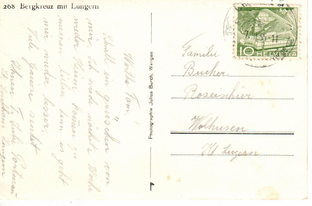 Cartoline postali: Bergkreuz mit Lungern 1955 – Usato da Wolhusen venduto da Curver9 1