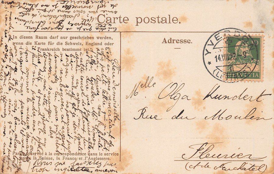 Cartoline postali: Yverdon, la Caserne, circulée 1922 – Usato da Frauenfeld venduto da POML 1
