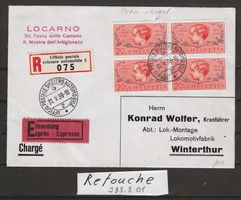 Pro Juventute Abart J83.3.01 (Retouche) auf Brief