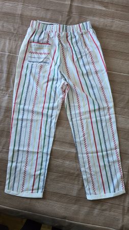 ​😍 Sommerliche Leinen-Mix Hose - L - mit Zickzack-Muster