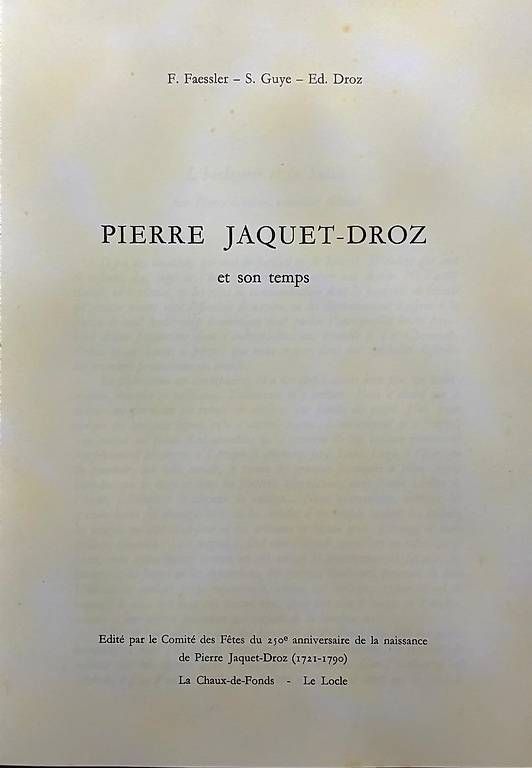 Bücher: Pierre Jacquet-Droz et son temps – Gebraucht aus Adliswil von Heimite 1