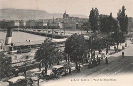 Genf (GE) – Pont du Mont-Blanc und Seeufer boot schiff