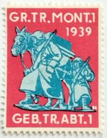 Soldatenmarke 2.WK, Gebirgs Train Abt 1, rot/blau, Wi Trsp 9