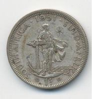 Südafrika 1 Shilling 1951 Silbermünze
