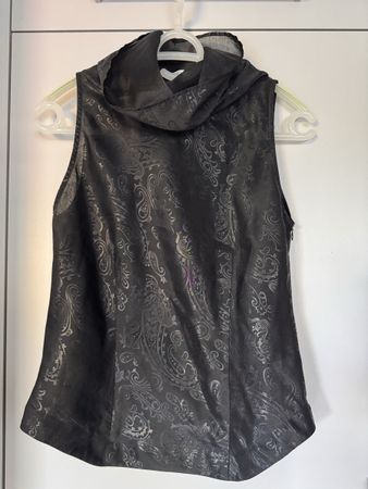 Rene Lezard Damen Top Grösse 36 schwarz Paisley Kragen