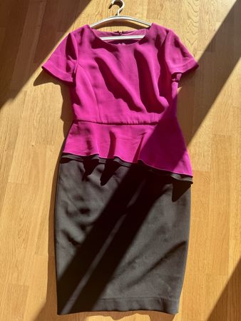 Maxmara Dress fuchsia-black size 38 peplum good condition