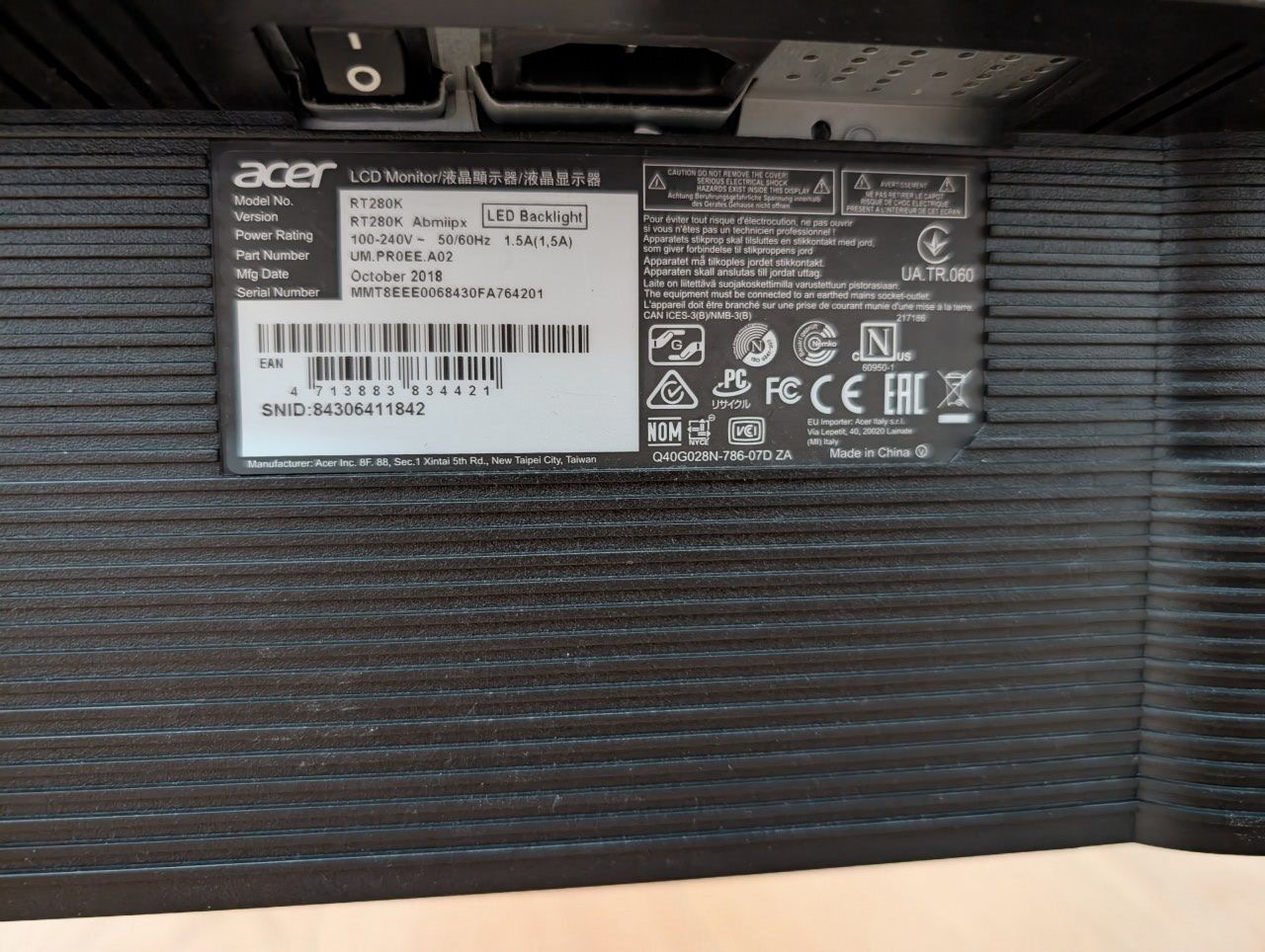 Acer Ecrans: Monitor Acer RT280K (UHD) – D'occasion à Honau par untenoben86 3
